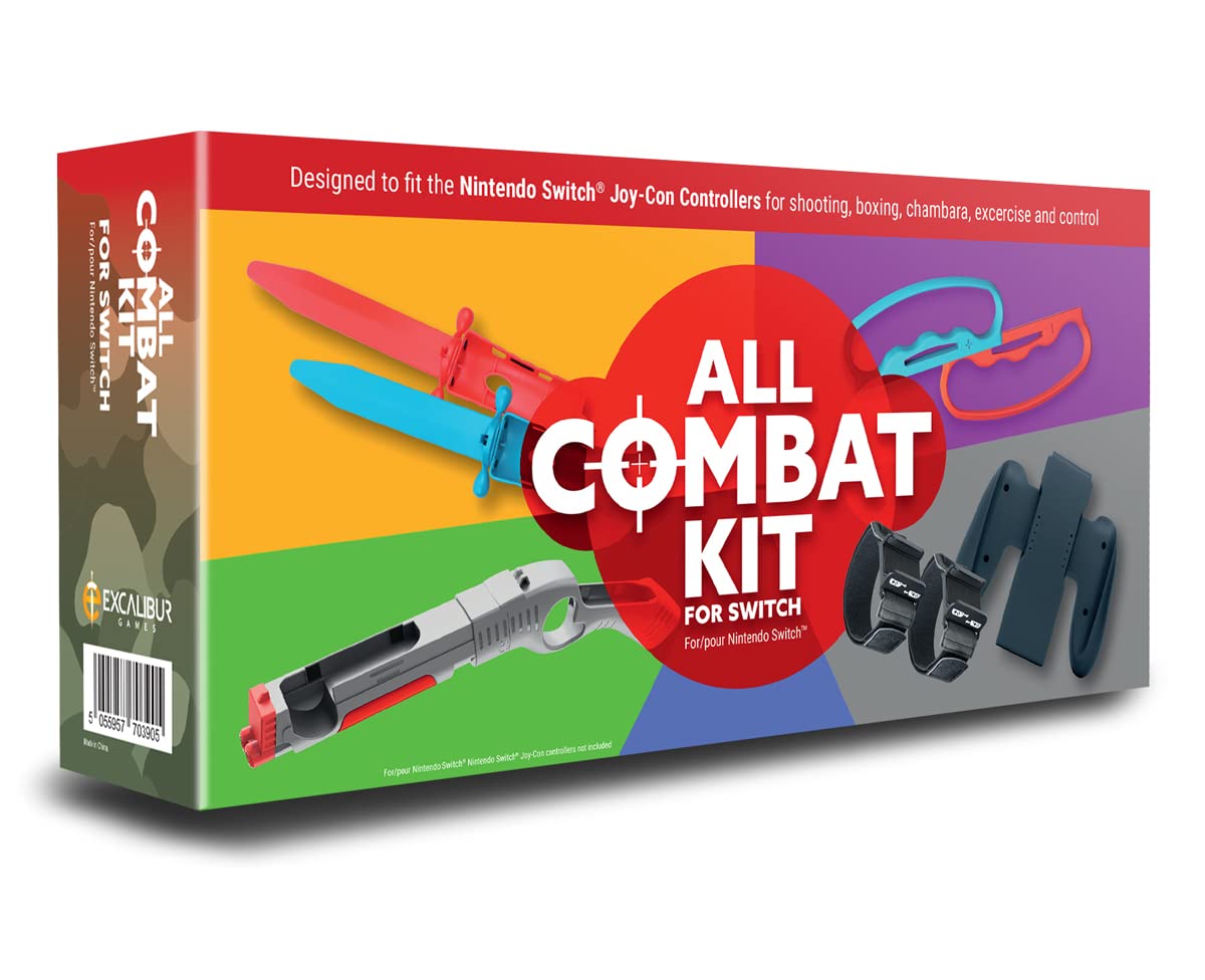 Photos - Game KIT All Combat  for Switch - 8 in 1 with Swords Rifle Boxing Grips Vertical Joypad & Leg/Arm Straps 