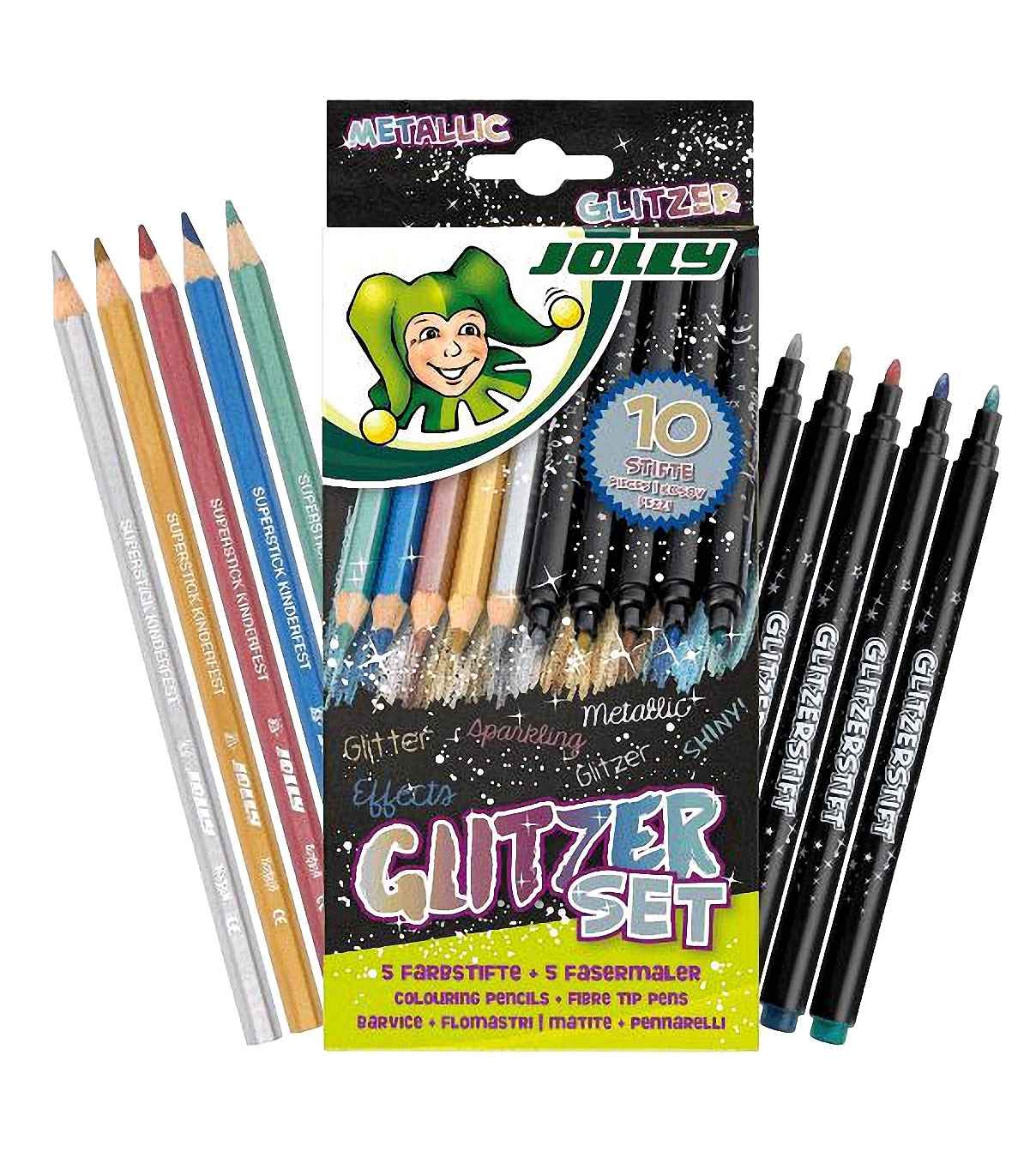 JOLLY Coloured Pencils Glitter Set with 10 Metallic and Glitter Coloured Pencils 4790₽