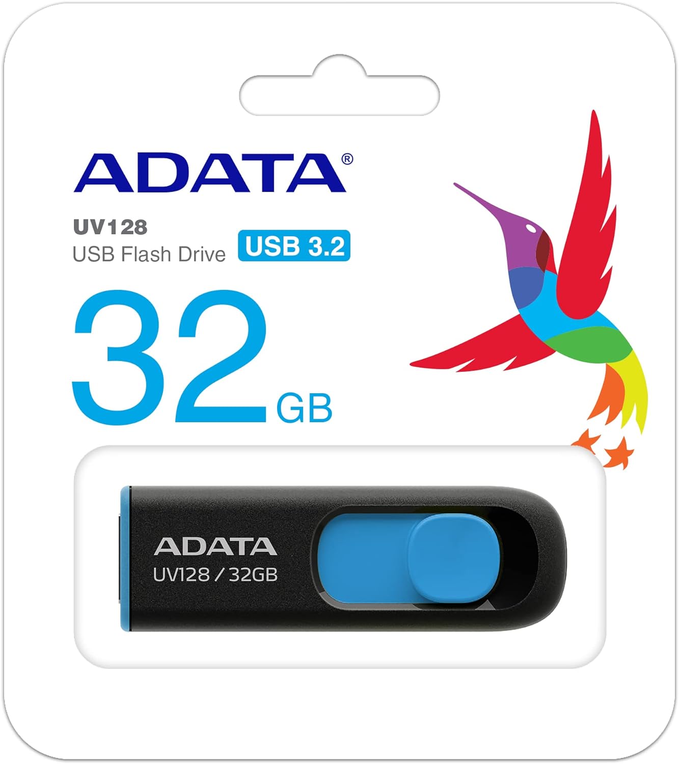 ADATA UV128 32GB USB3.1 Flash Drive, black/blue UV128 32 GB - Picture 8 of 9