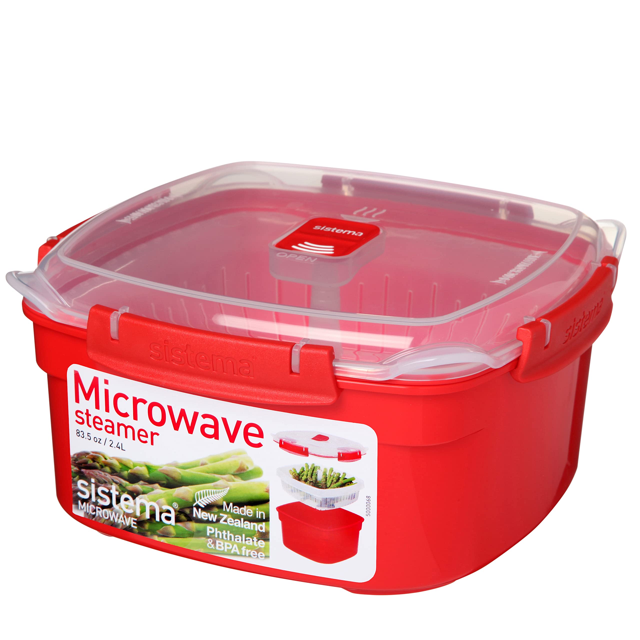 Sistema Microwave Steamer with Removable Steamer Basket   2.4 L   BPA-Free   Red