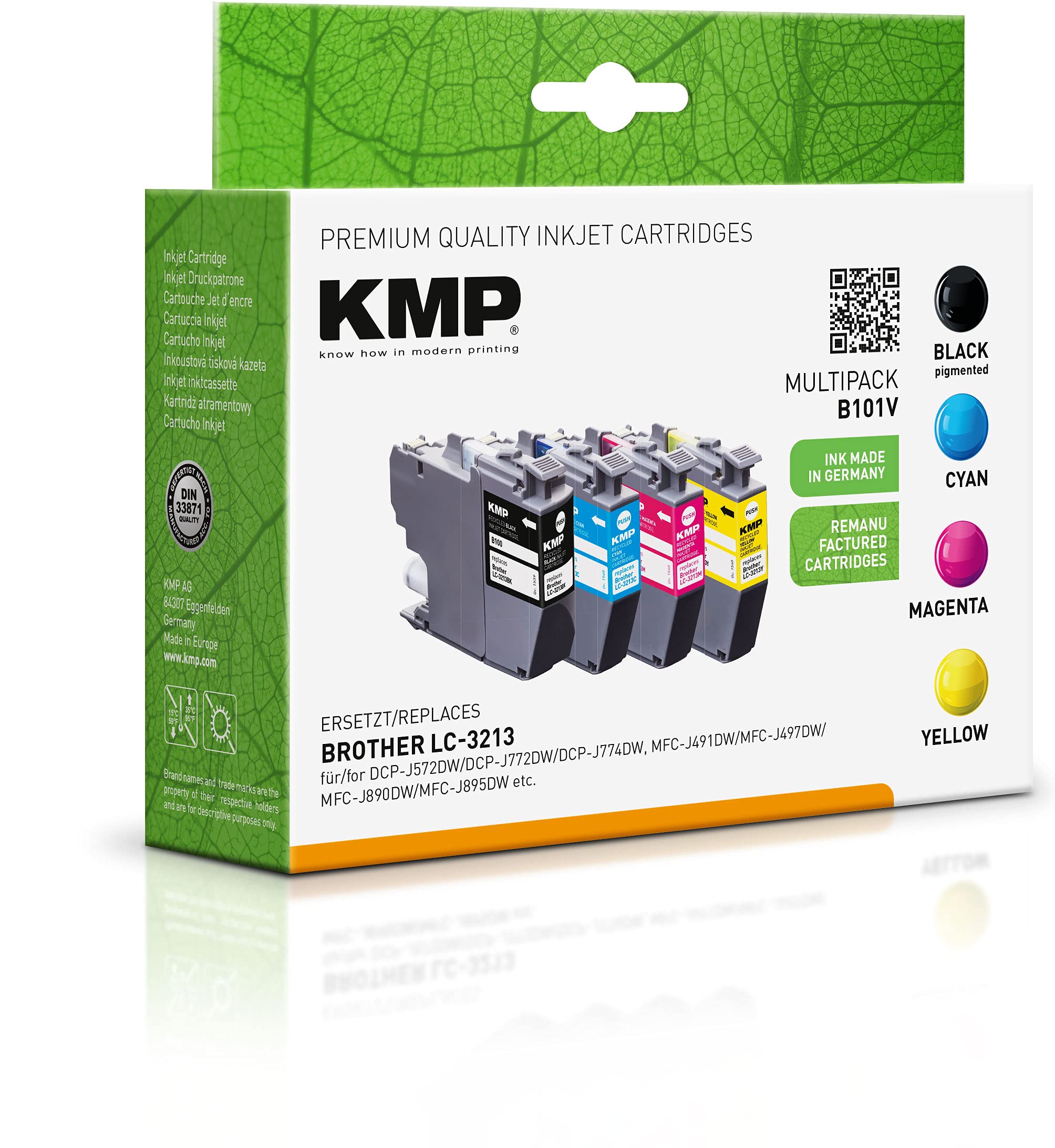 KMP Printer Cartridge Compatible with Brother LC 3213 - Ink Cartridge ...