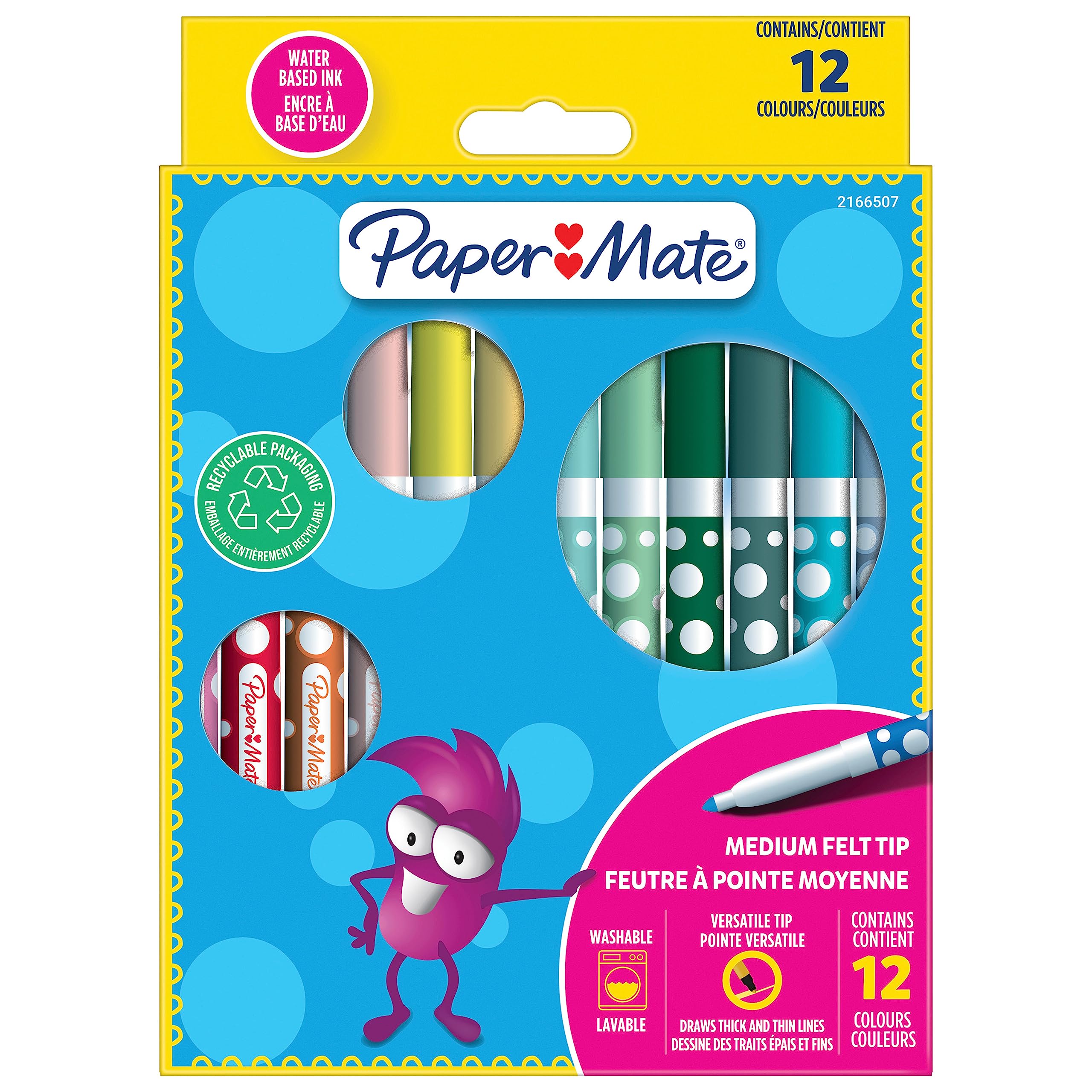 Photos - Other for Computer Case-Mate Paper Mate Kids Color Felt Pens Washable Ink Assorted Colours 12 Felt-Tip Pens 1 count  Felt Tips Pen ‎2166507 (Pack of 12)