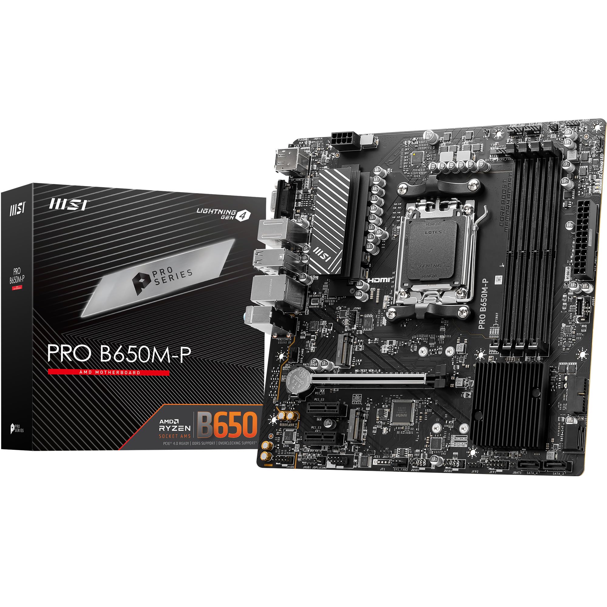 MSI PRO B650M-P Motherboard, Micro-ATX - Supports AMD Ryzen 7000 Ser ...