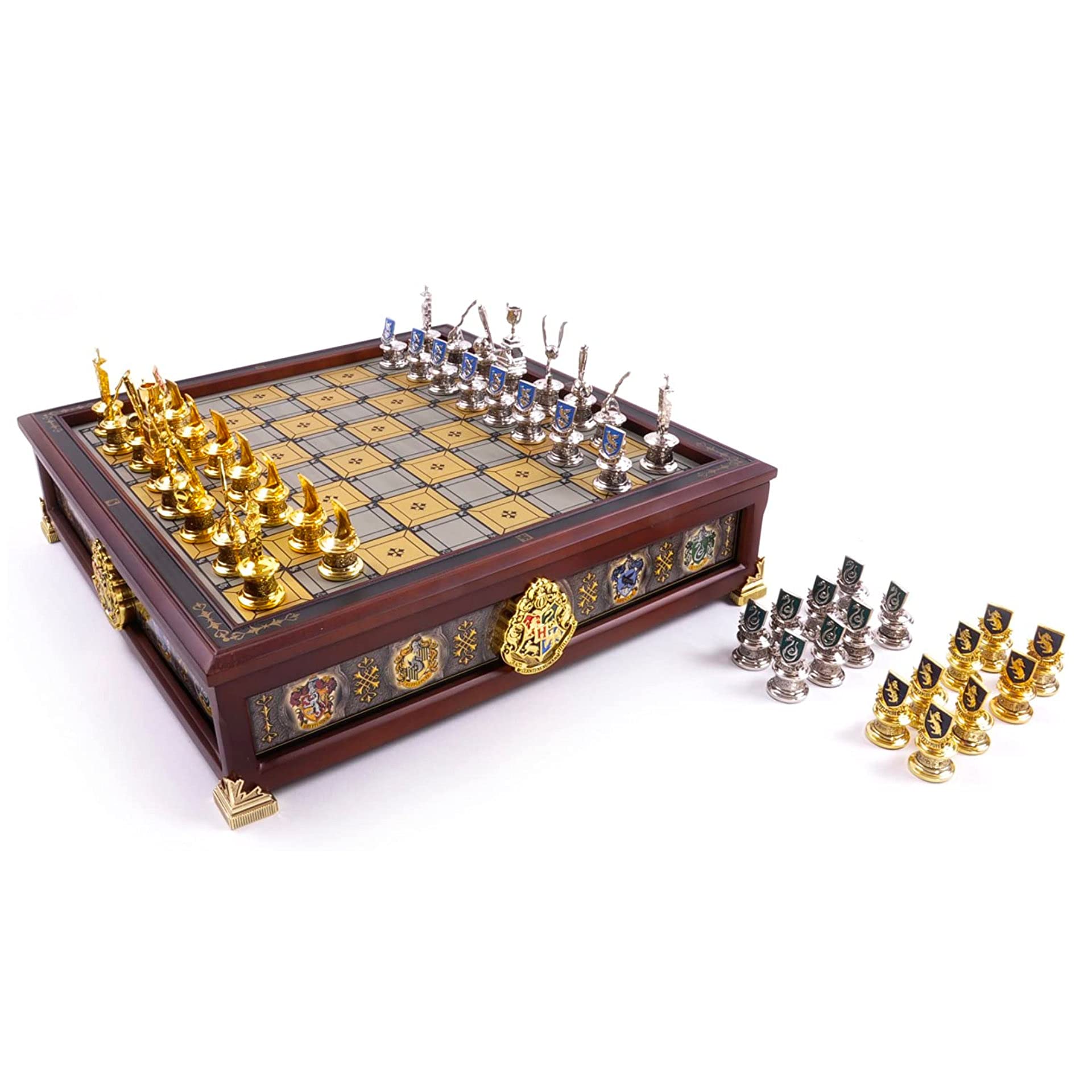 Photos - Jigsaw Puzzle / Mosaic Potter The Noble Collection Harry  Quidditch Chess Set Silver & Gold Plated - Hardwood Chess Board with 4 Hogwarts House Piec 