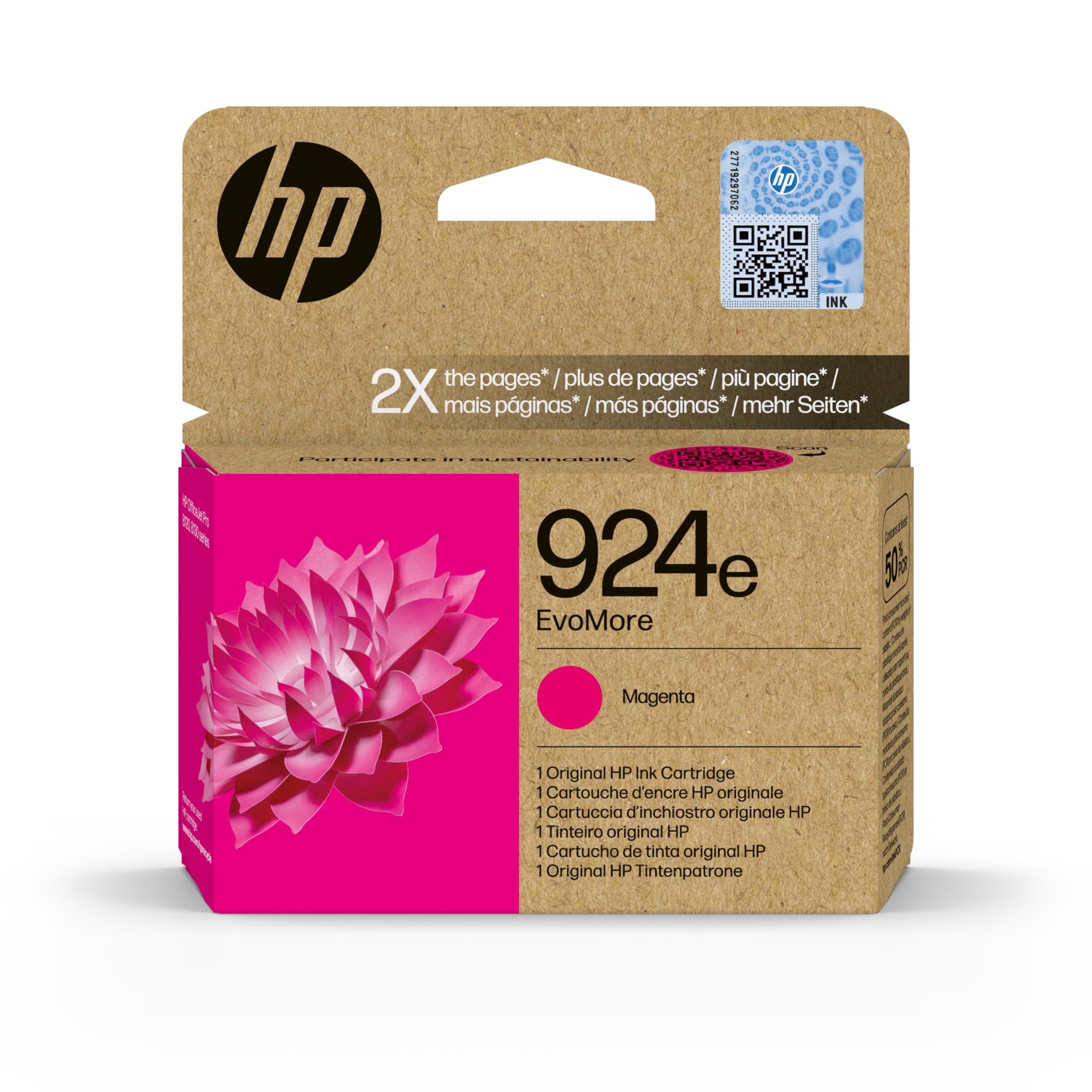 Photos - Cable (video, audio, USB) HP Tinte 924e EvoMore Magenta bis zu 800 Seiten 196786147456 