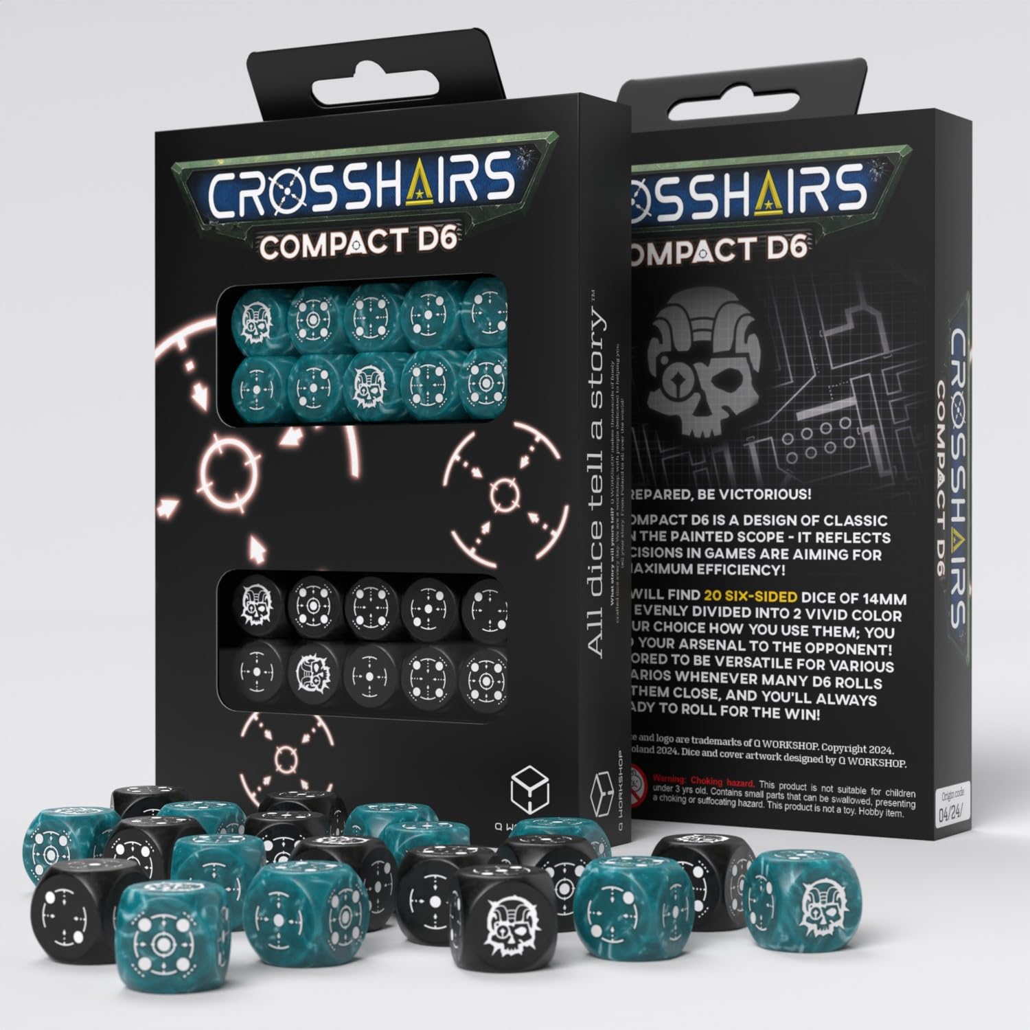 Photos - Jigsaw Puzzle / Mosaic Crosshairs Compact D6: Stormy & Black by Q-Workshop Dice for RPG Board Games for 1+ Players and Ages 14+ ‎QWOSTCA4