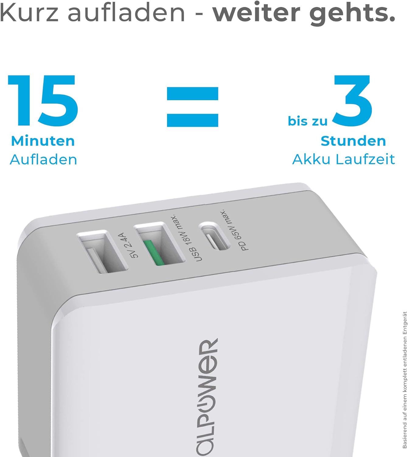 RealPower DeskCharge-65 Travel USB C Ladegerät 65W Power Delivery, USB-C Netztei - 第 7/7 張圖片