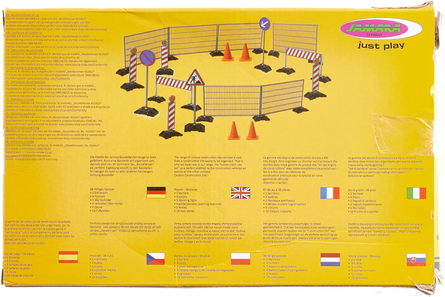 Jamara Construction Site Set - 38 pcs Playset with Barriers, Pylons, Signs, Beac - Picture 7 of 10