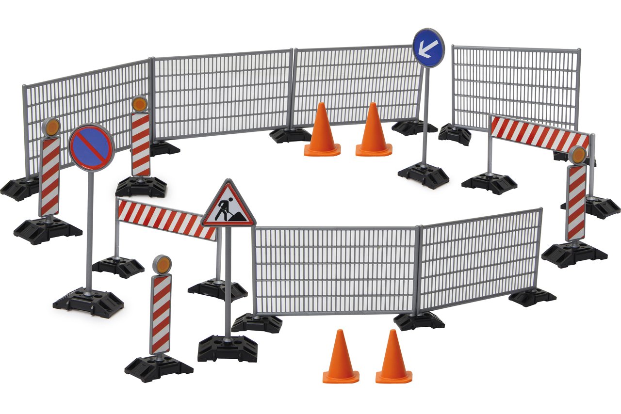Jamara Construction Site Set - 38 pcs Playset with Barriers, Pylons, Signs, Beac - Picture 1 of 10