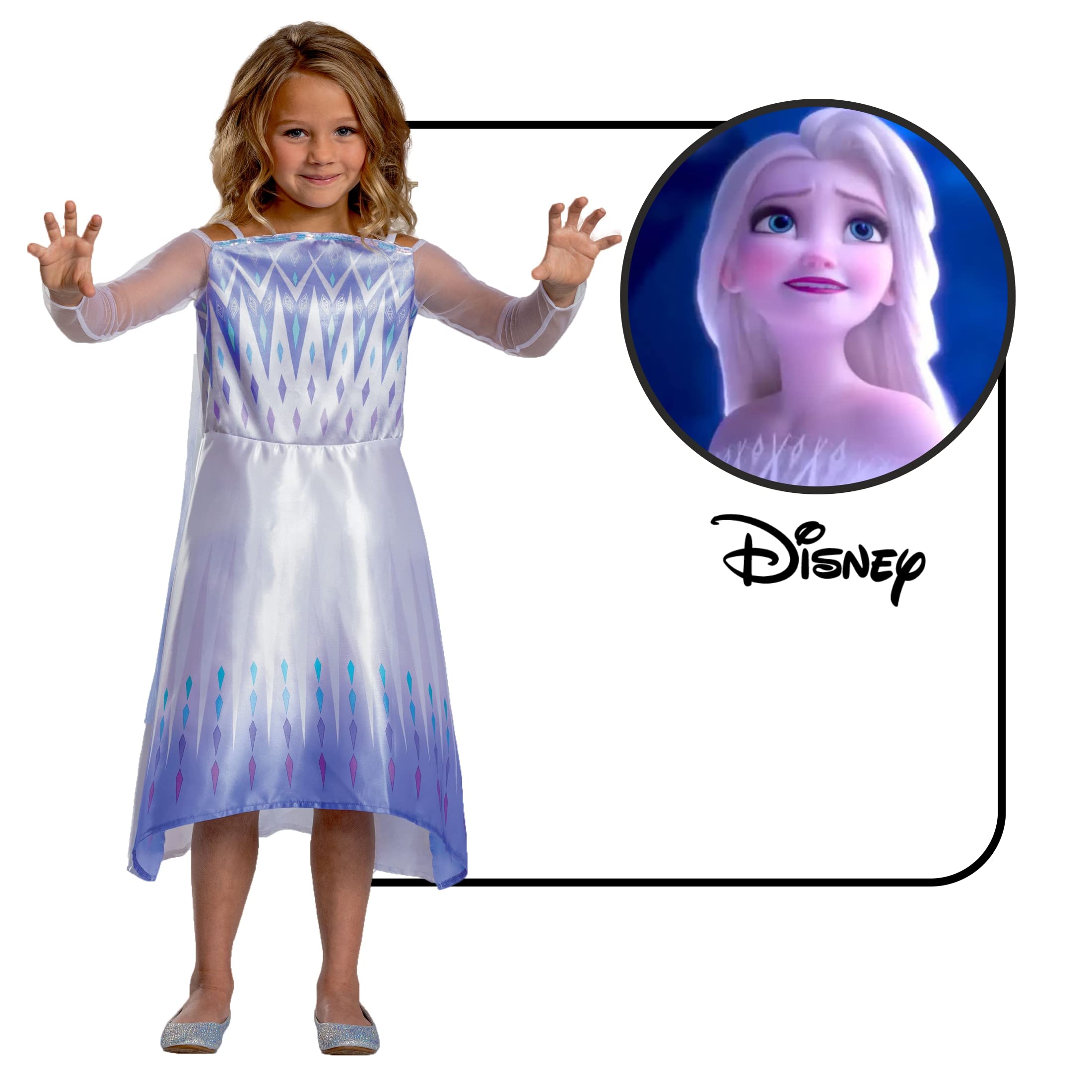 Smiffys Disney Elsa Snow Queen Basic Plus Costume (Size 5-6)--animated-img