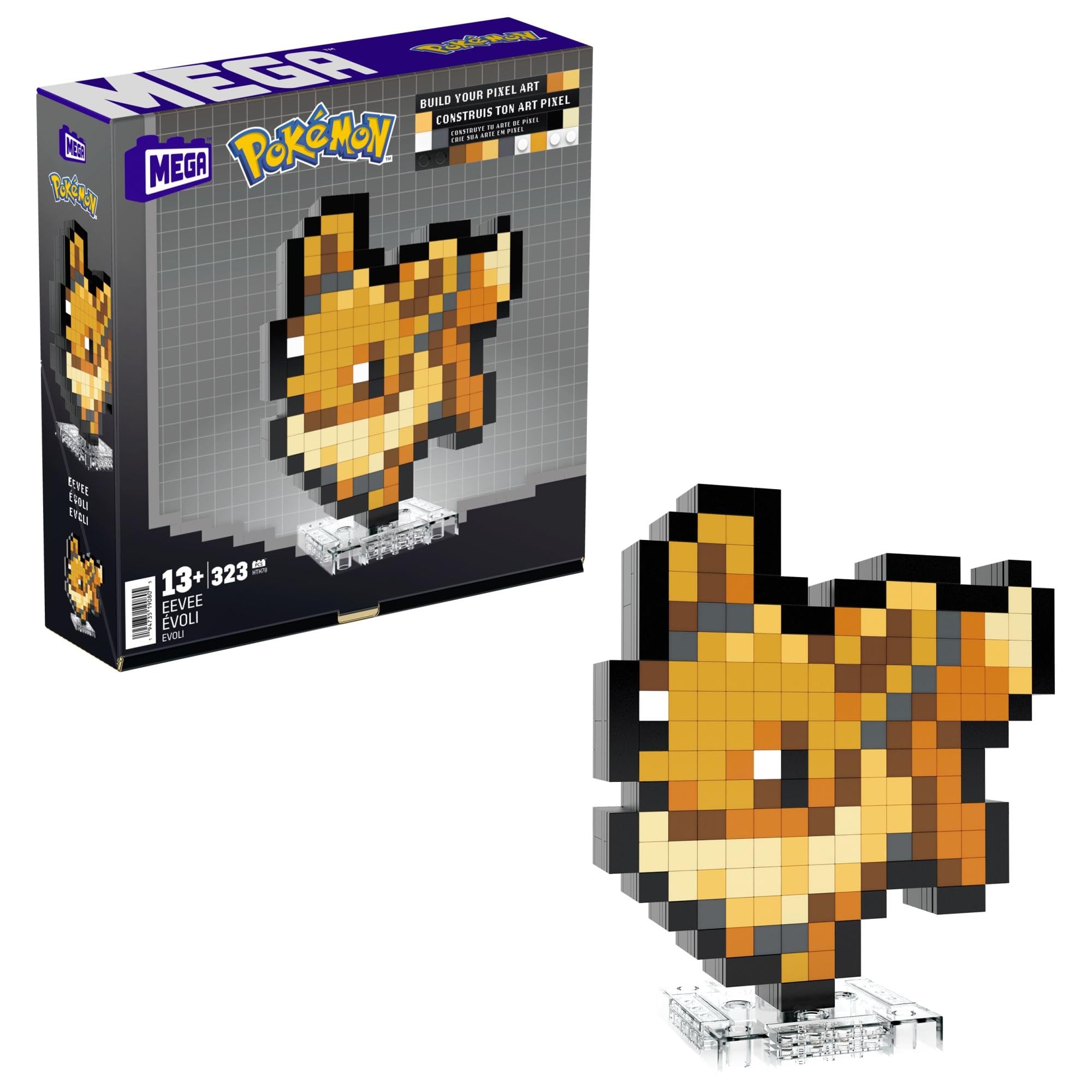 Photos - Action Figures / Transformers MEGA Pokémon Action Figure Building Set Eevee with 323 Pieces and Pixel Retro Style for Table or Wall Decor Build & Display 