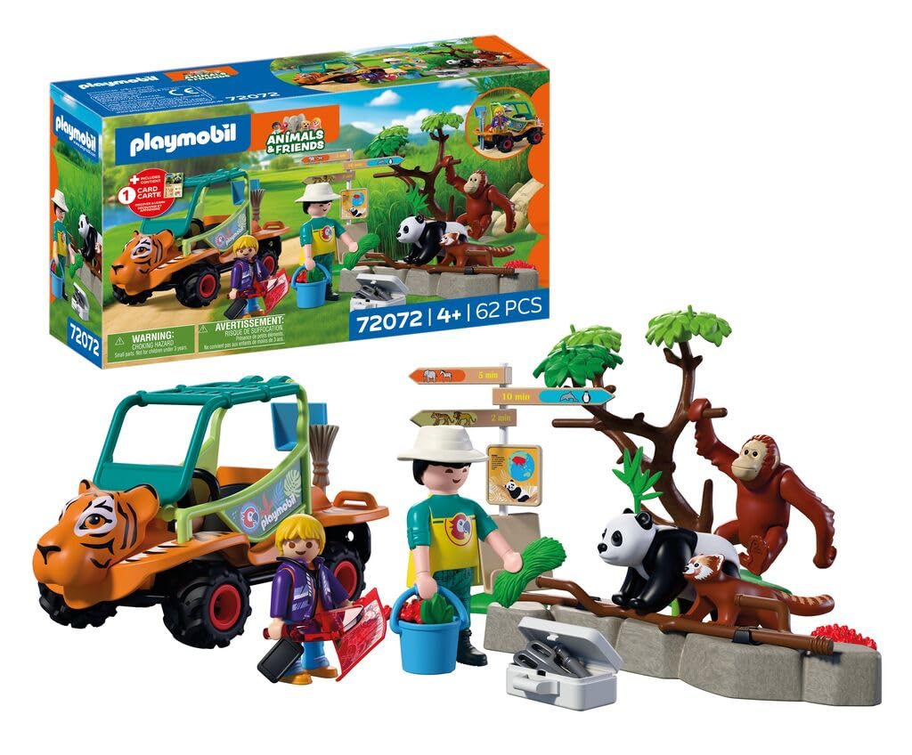 Playmobil   Animals - Friends   Zookeeper with vehicle   Vehicle with tiger head
