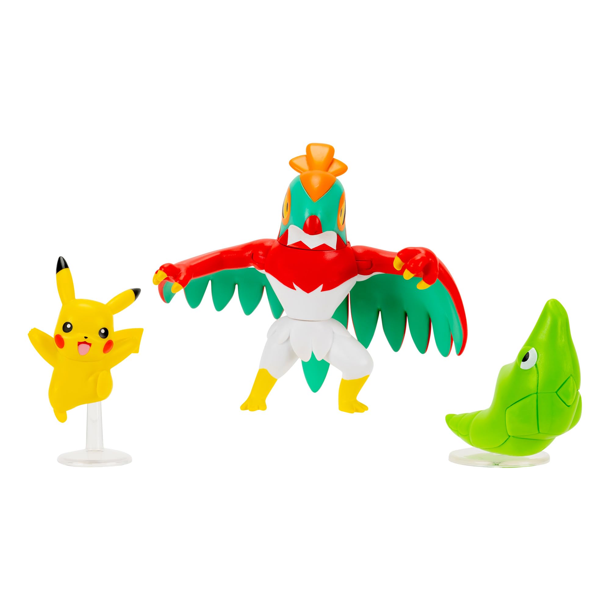 Photos - Action Figures / Transformers Jazwares Pokémon Battle Figure 3 Pack - Features 2-Inch Metapod  and Pikachu plus 3-Inch Hawlucha Battle Figures Metapod (with Stand)