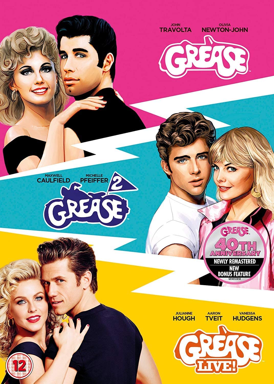 Grease 40th Anniversary Triple (Grease/Grease 2/Grease Live) (DVD) John Travolta - Imagen 2 de 5