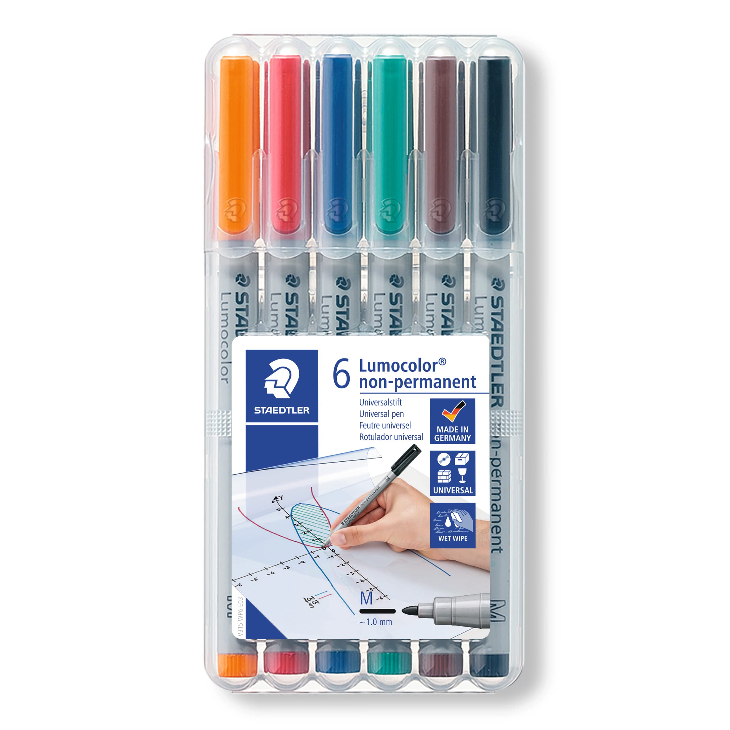 Staedtler 315 WP6 Lumocolor Universal Non Permanent Medium Pens – Assorted Colou