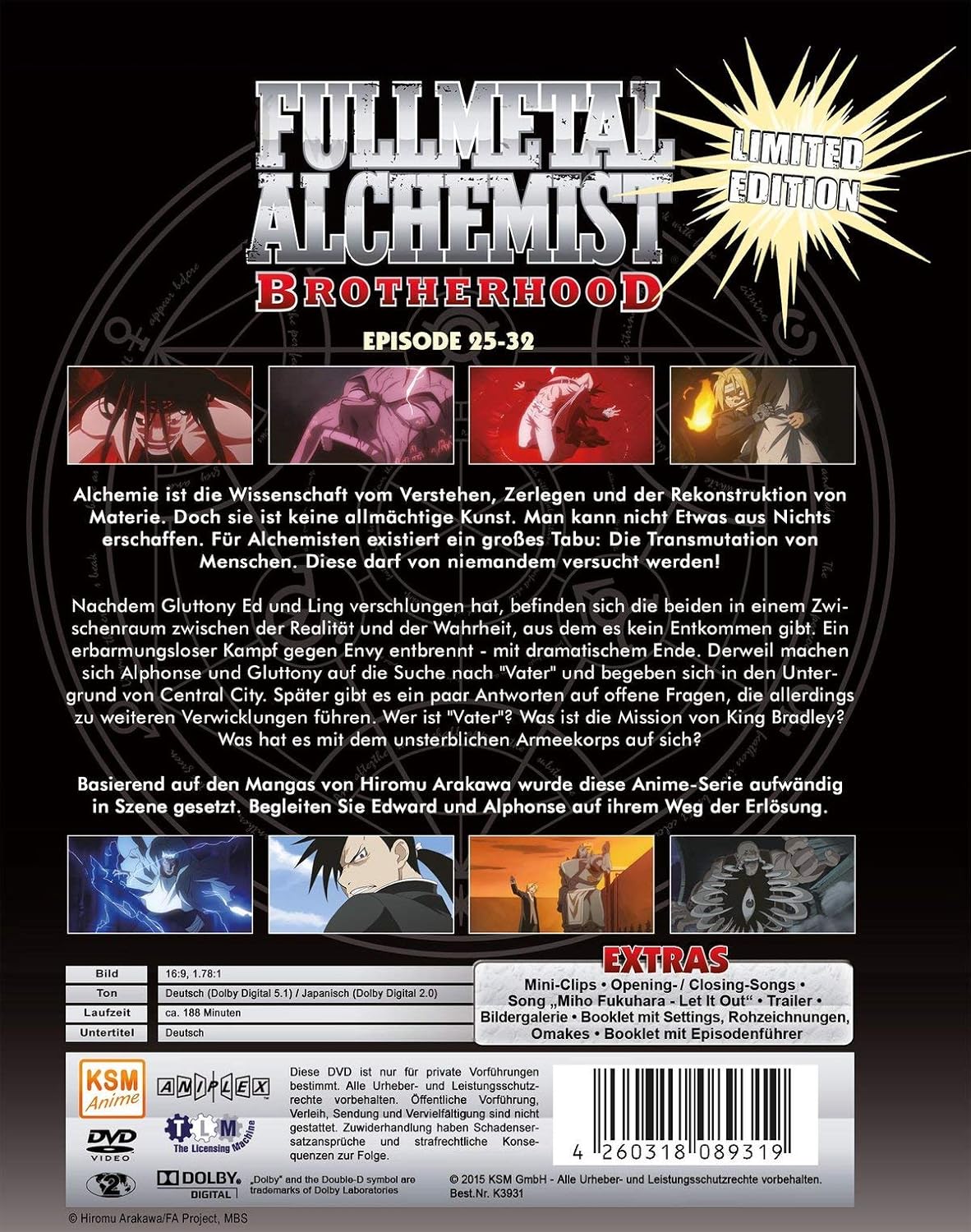 Fullmetal Alchemist: Brotherhood - Volume 4: Folge 25-32 (DVD) N a (UK IMPORT)