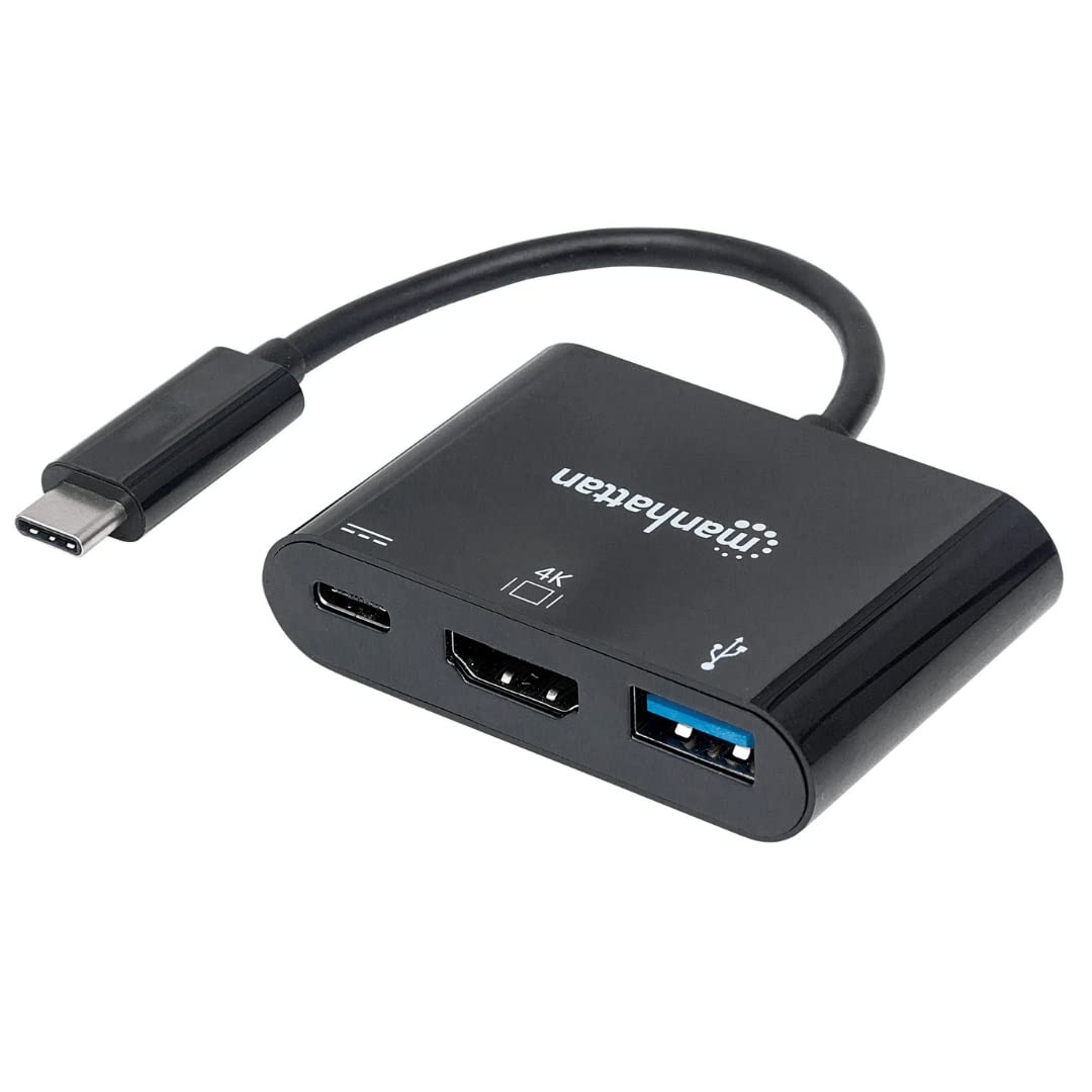 Док-станция/концентратор Manhattan USB-C, порты (x3): HDMI, USB-A и USB-C, с возможностью подачи питания