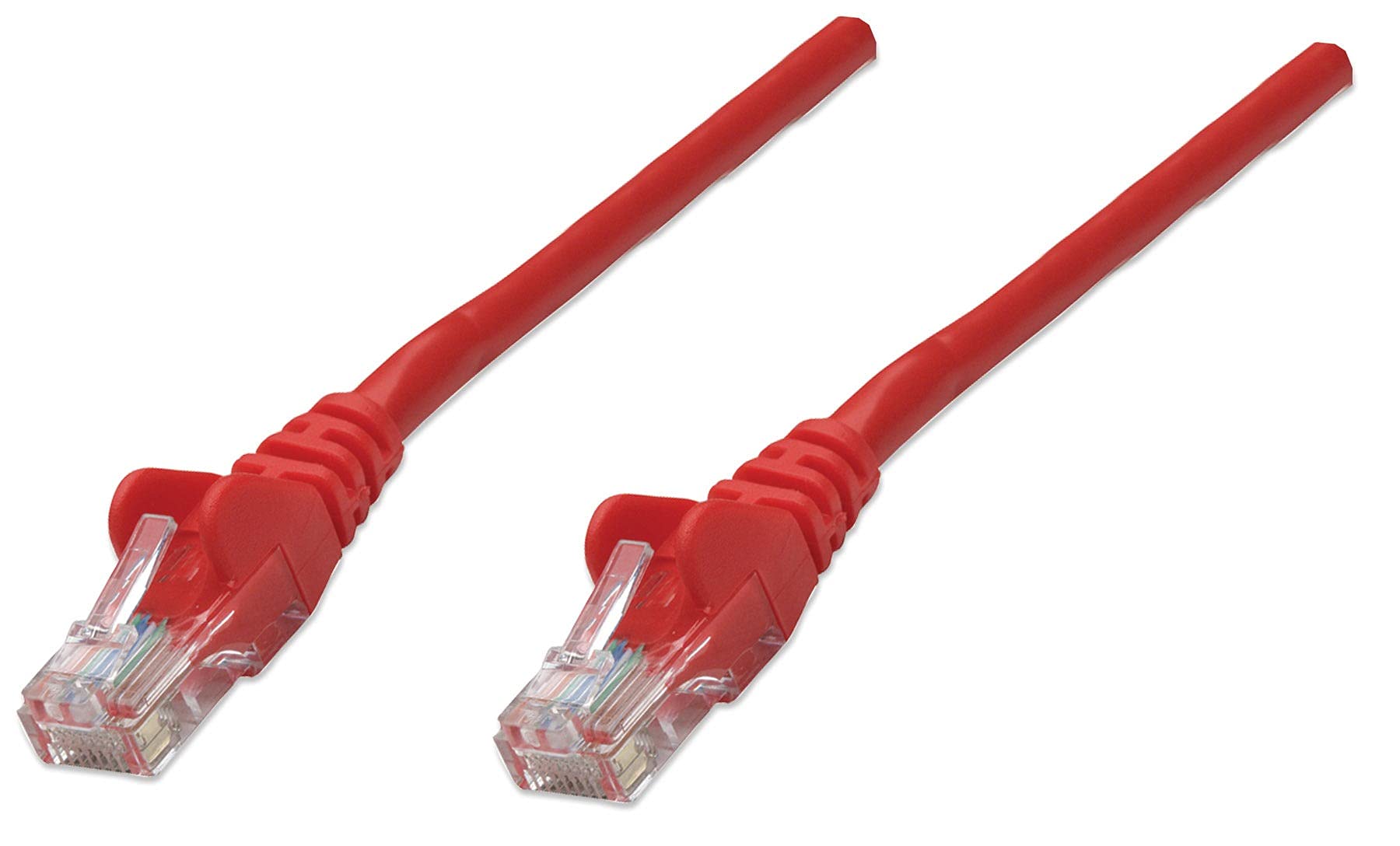Сетевой соединительный кабель Intellinet, Cat6, 2 м, Красный, CCA, U/UTP, ПВХ, RJ45, Золотая пластина
