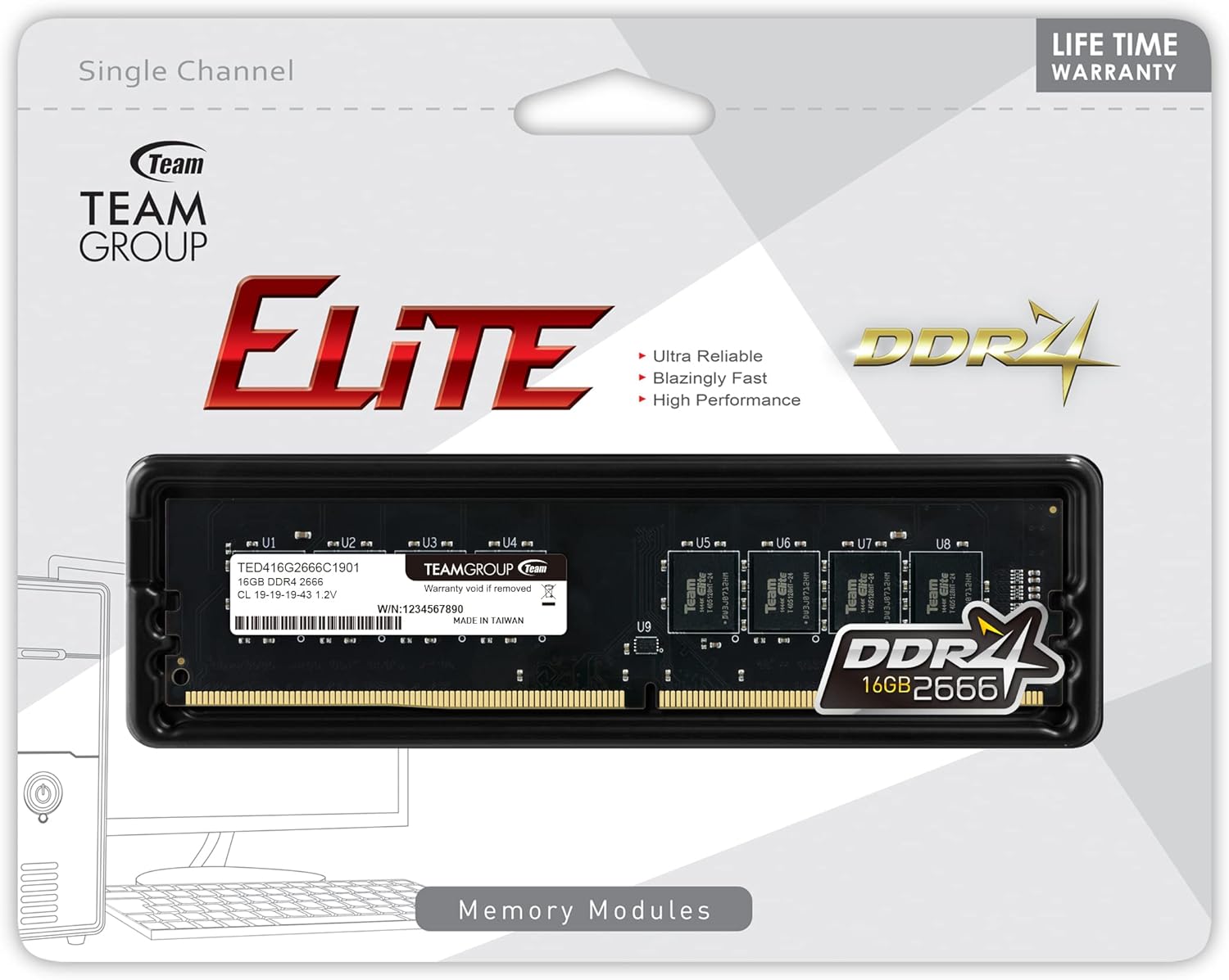 Team ELITE 16GB UDIMM DDR4 2666 16 GB - Picture 8 of 9